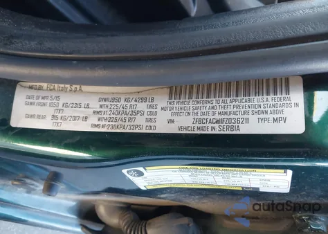 2015 Fiat 500L Lounge z USA, uszkodzony, nr VIN ZFBCFACH1FZ036211